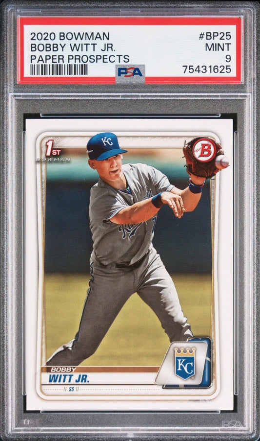 2020 Topps Bowman Bobby Witt Jr 1st #BP25 Kansas City Royals PSA 9