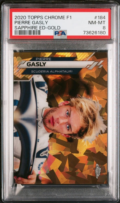 2020 Topps Chrome Formula 1 Sapphire Gold /50 Pierre Gasly #184 PSA 8 Alphatauri
