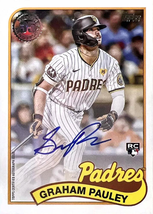 2024 Topps Update 1989 35th Anniversary Autograph Graham Pauley AU #89AU-GRP San Diego Padres