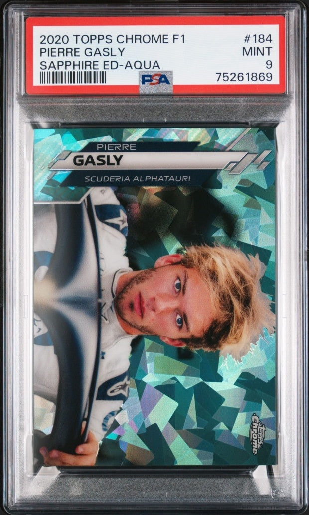 2020 Topps Chrome Formula 1 Sapphire Aqua /99 Pierre Gasly #184 PSA 9 Alphatauri