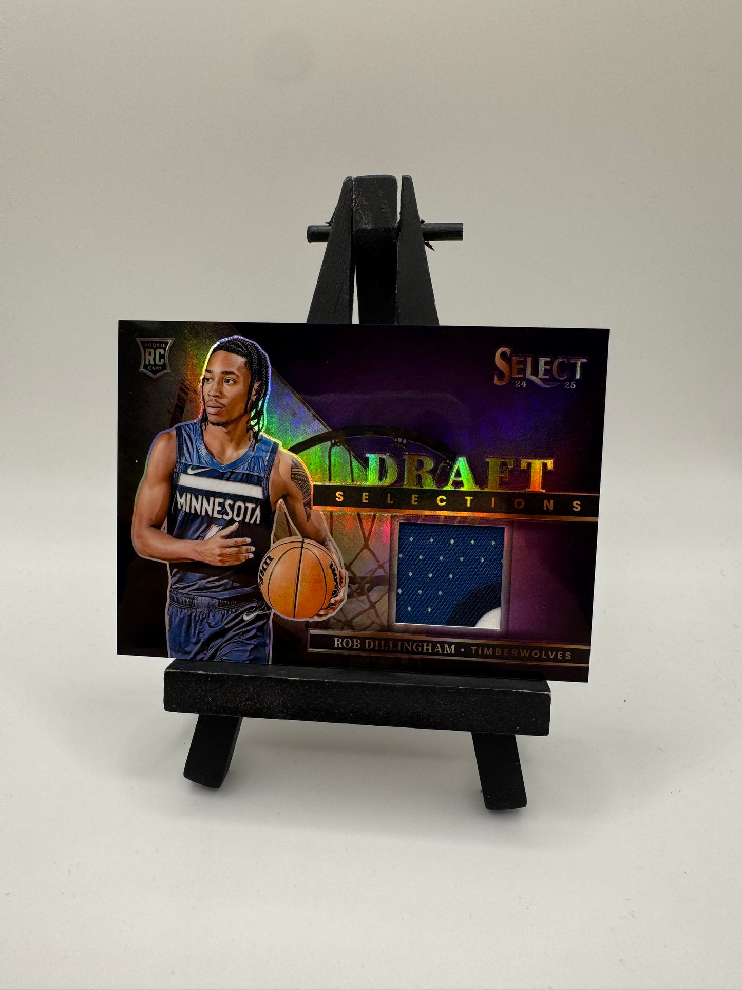 2024 Panini Select NBA Patch Purple /99 Rob Dillingham RC Tri-Color #DSM-ROB Timberwolves