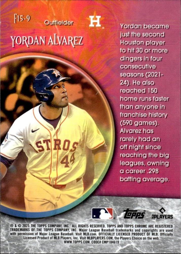 2025 Topps Chrome Fortune 15 Yordan Alvarez #F15-9 Houston Astros