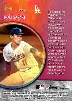 2025 Topps Chrome Fortune 15 Roki Sasaki #F15-13 Los Angeles Dodgers