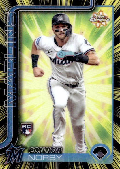 2025 Topps Chrome Radiating Rookies Connor Norby #RR-10 Miami Marlins