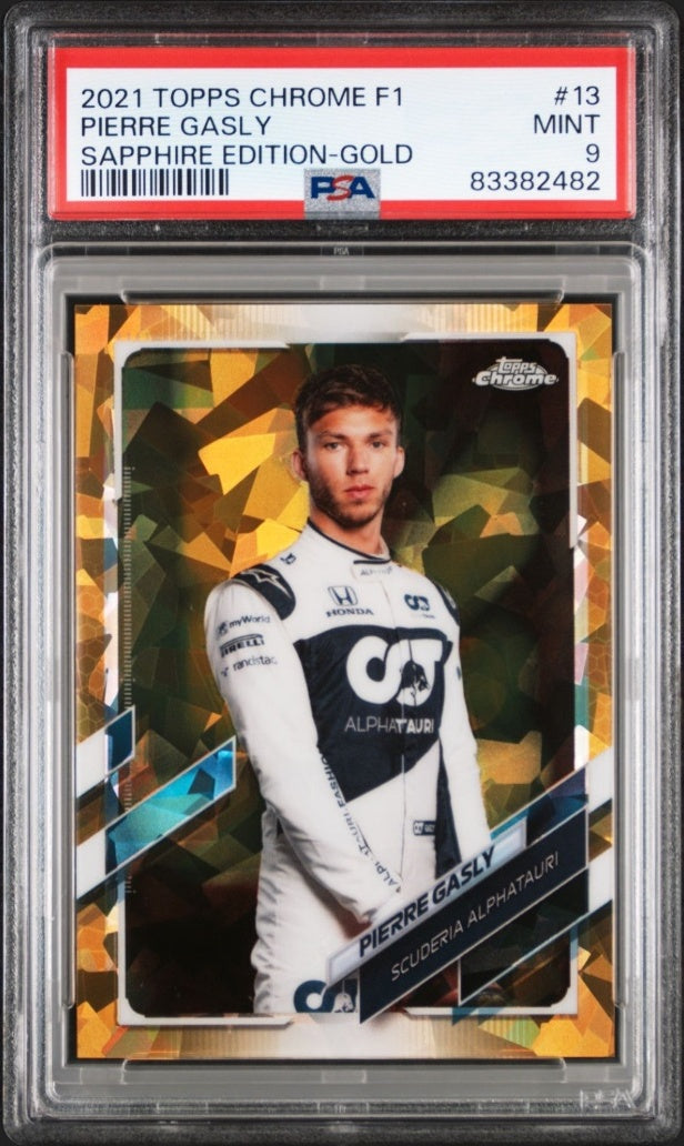 2021 Topps Chrome Formula 1 Sapphire Gold /50 Pierre Gasly #13 PSA 9 Alphatauri