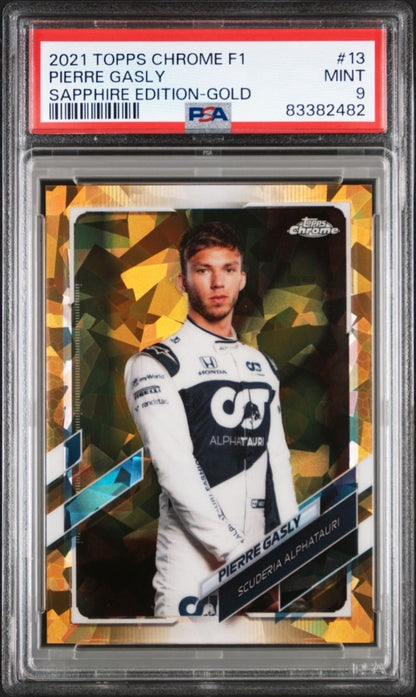 2021 Topps Chrome Formula 1 Sapphire Gold /50 Pierre Gasly #13 PSA 9 Alphatauri