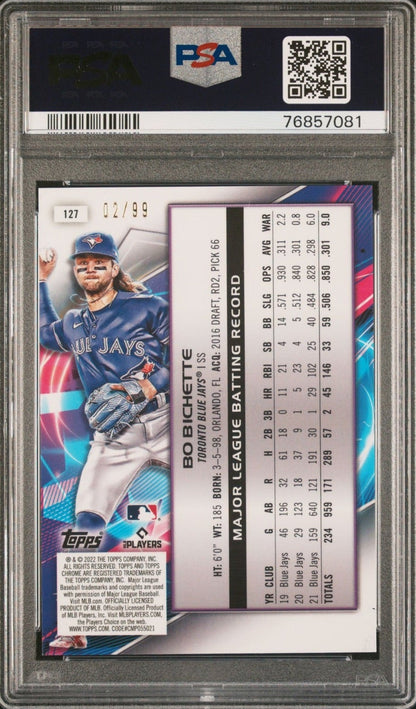 2022 Topps Cosmic Bo Bichette Blue /99 #127 Toronto Blue Jays PSA 9
