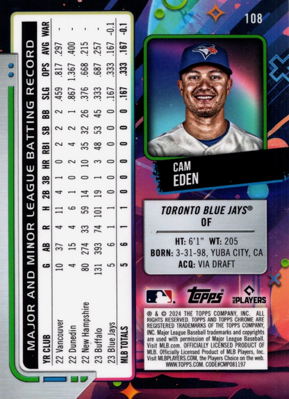 2024 Topps Cosmic Chrome Cam Eden RC Toronto Blue Jays #108