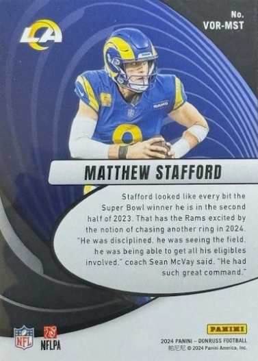 2024 Panini Donruss Vortex Matthew Stafford #VOR-MST Los Angeles Rams