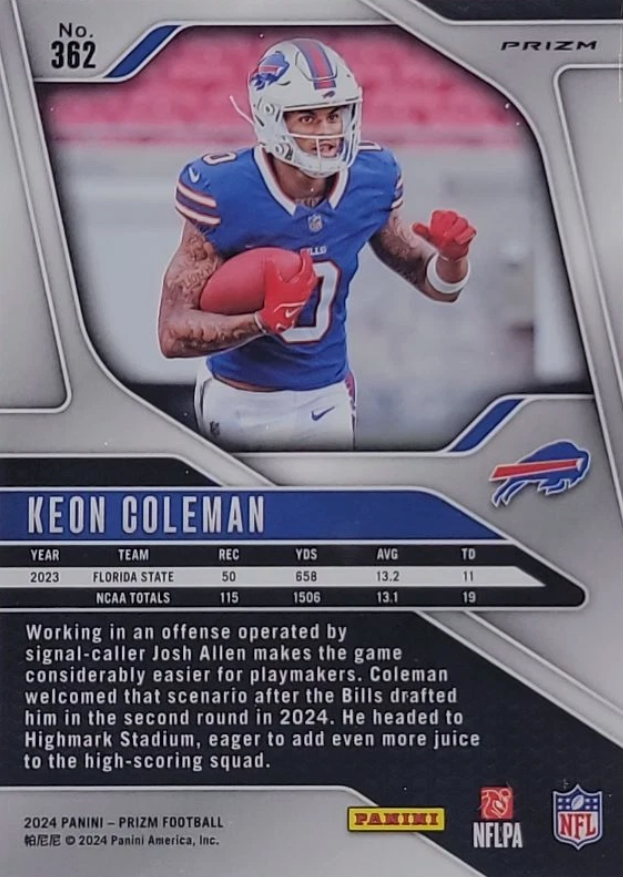 2024 Panini Prizm No Huddle Keon Coleman RC #362 Buffalo Bills