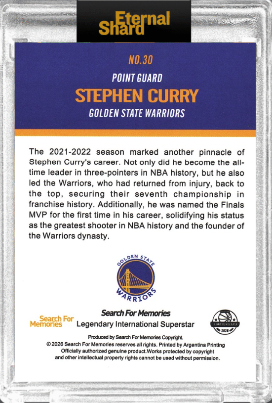 2026 Eternal Shard Memories Stephen Curry #30 Golden State Warriors
