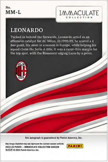 2023 Panini Immaculate Leonardo Autograph /49 #MM-L AC Milan