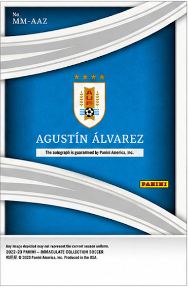 2022 Panini Immaculate Autograph RC /99 Agustín Álvarez #MM-AAZ Uruguay