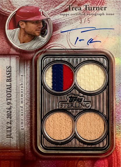 2025 Topps Sterling Patch Autograph /5 Trea Turner #SWA-TT Philadelphia Phillies