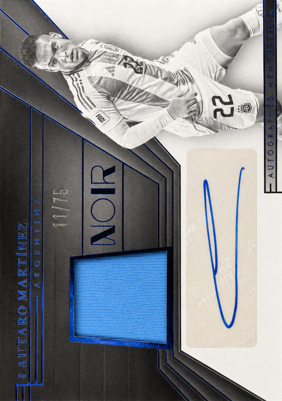 2024 Panini Noir Patch Autograph /75 Lautaro Martínez #BW-LMA Argentine