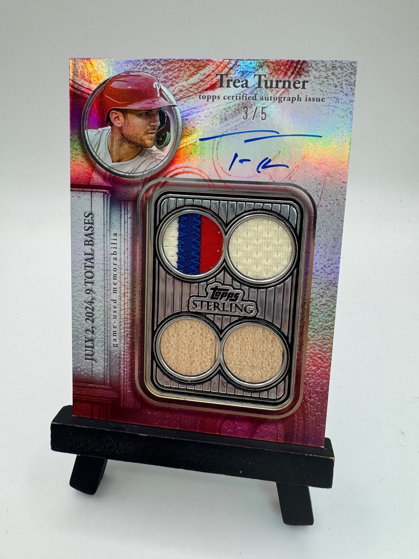 2025 Topps Sterling Patch Autograph /5 Trea Turner #SWA-TT Philadelphia Phillies