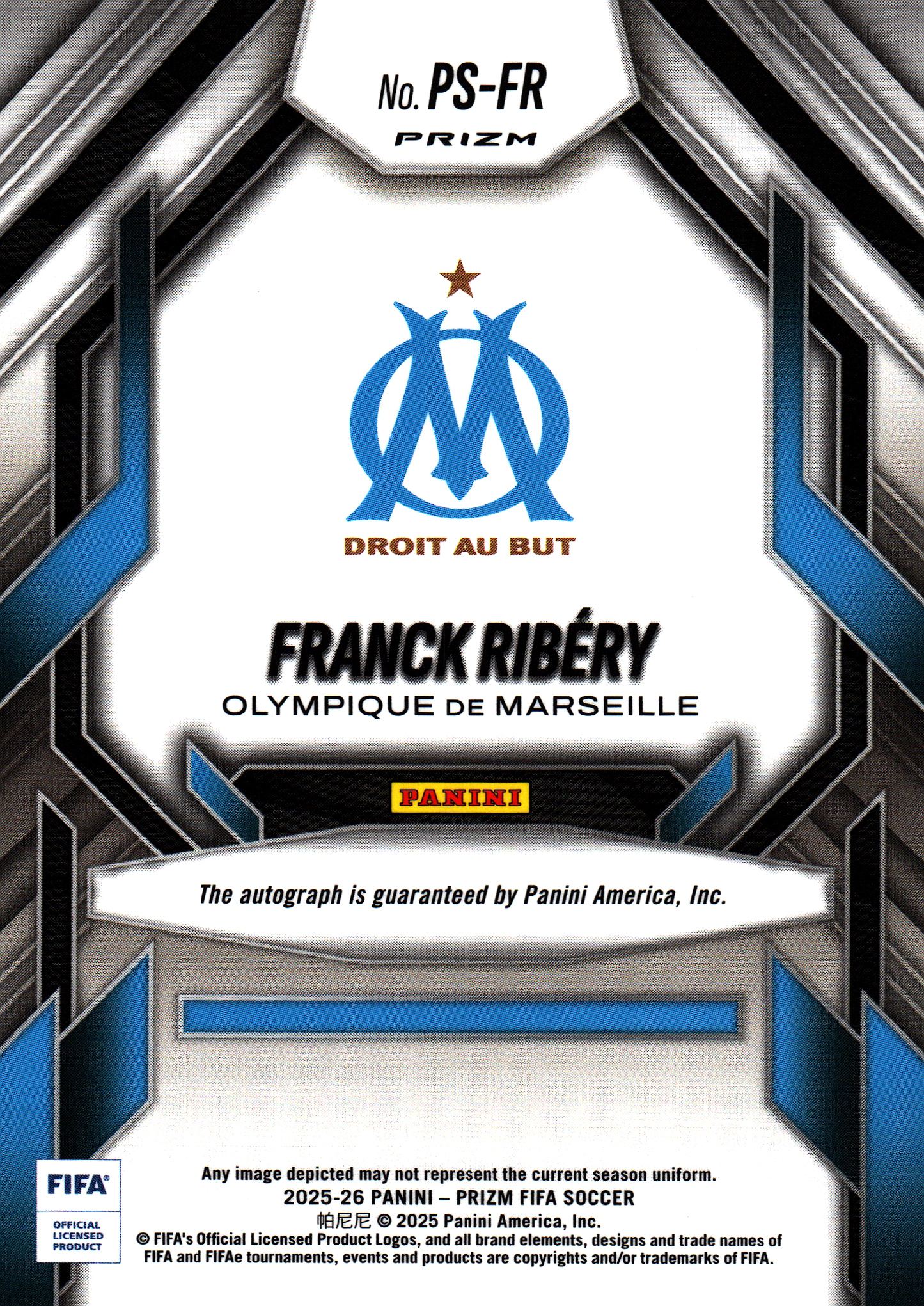 2025 Panini Prizm FIFA Scope Signatures Franck Ribéry #PS-FR Bayern Munich
