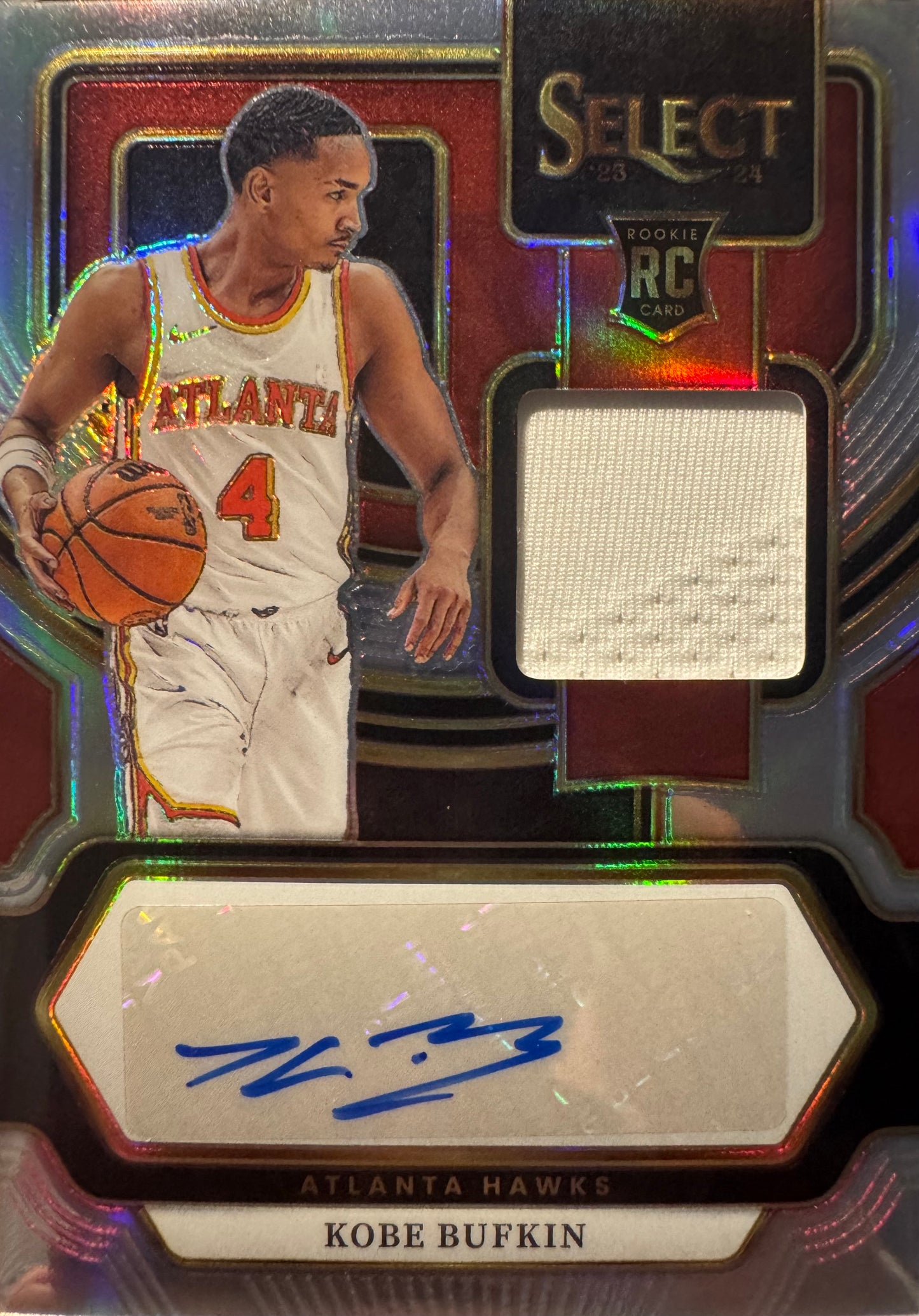 2024 Panini Select NBA Patch Autograph /199 RC Kobe Bufkin #RJ-BUF Atlanta Hawks