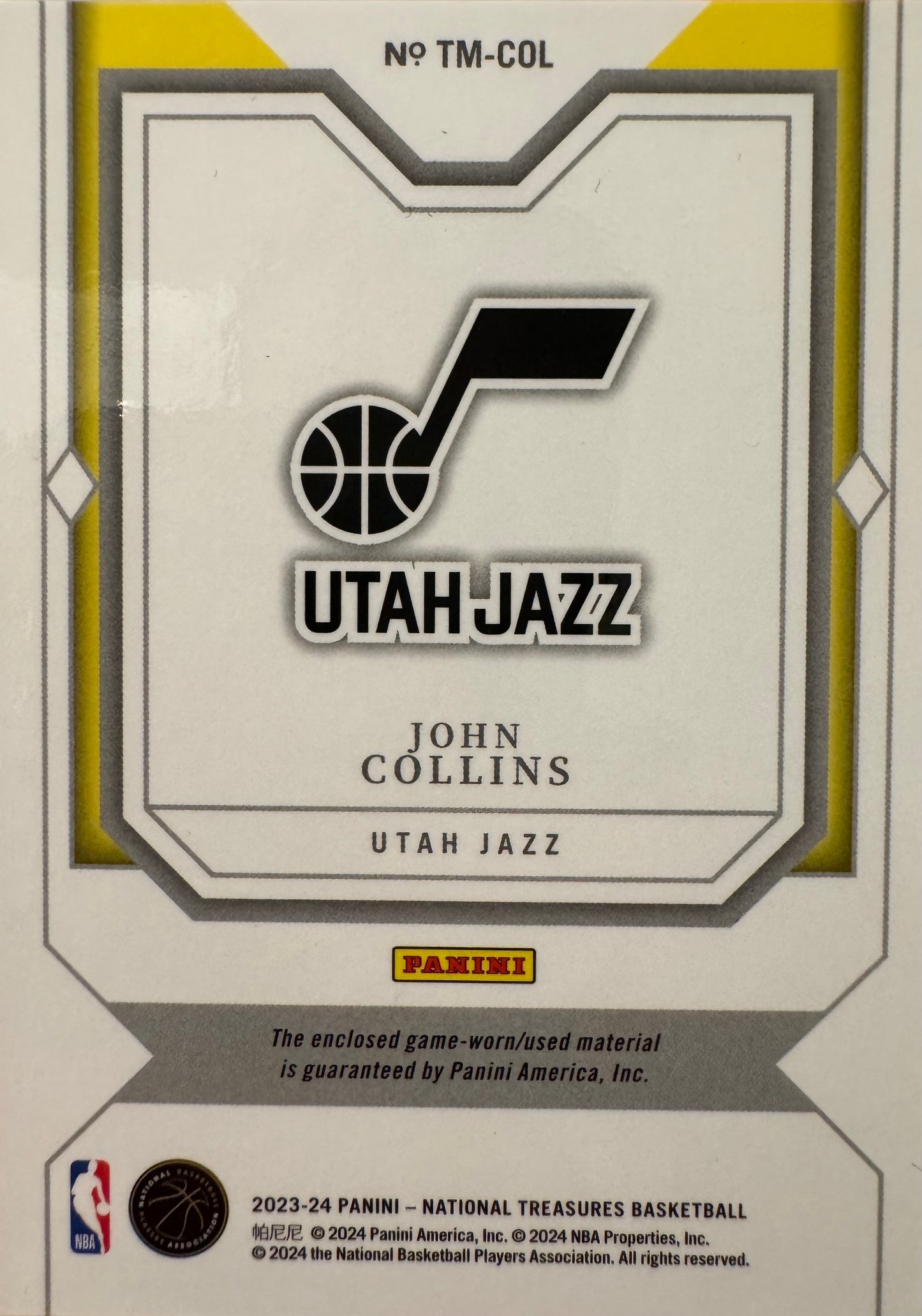 2023 Panini National Treasures Patch /99 John Collins #TM-COL Utah Jazz