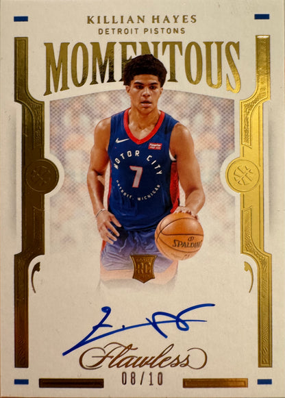2020 Panini Flawless Autograph /10 Killian Hayes RC #MOM-KHA Detroit Pistons