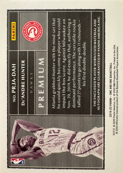 2019 Panini One RPA Patch Autograph /99 De'Andre Hunter RC #PRJA-DAH Atlanta Hawks