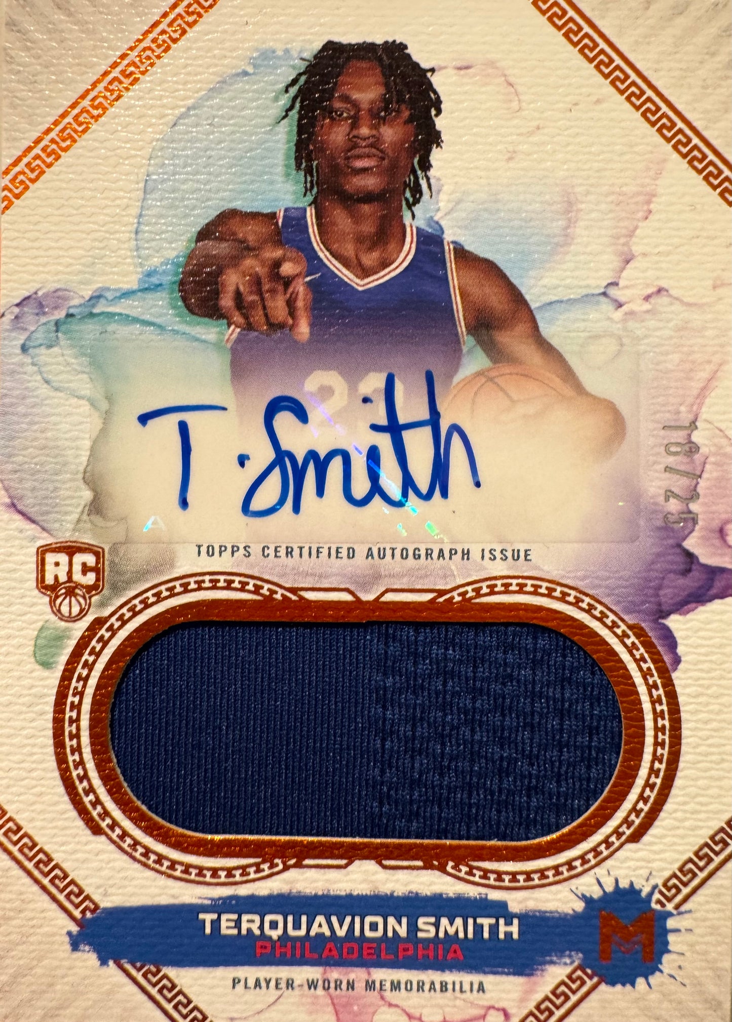 2024 Topps Motif RPA Patch Autograph /25 Terquavion Smith RC #124 Philadelphia 76ers