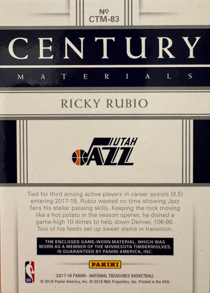 2017 Panini National Treasures Patch /99 Ricky Rubio #CTM-83 Utah Jazz