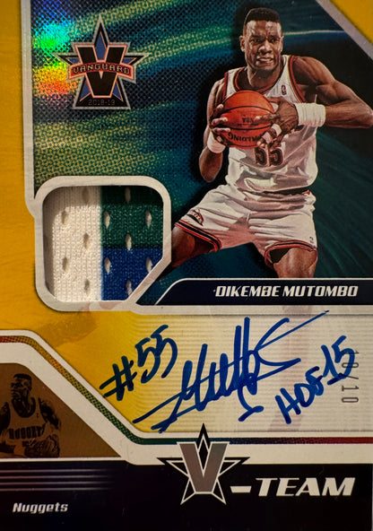 2018 Panini Vanguard Autograph Patch /10 Dikembe Mutombo #VT-DM Denver Nuggets