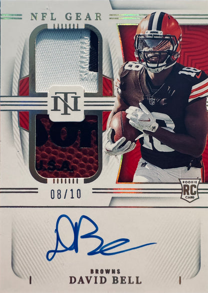 2022 Panini National Treasures RPA Rookie Patch Auto /10 David Bell #RGS-DB Cleveland Browns