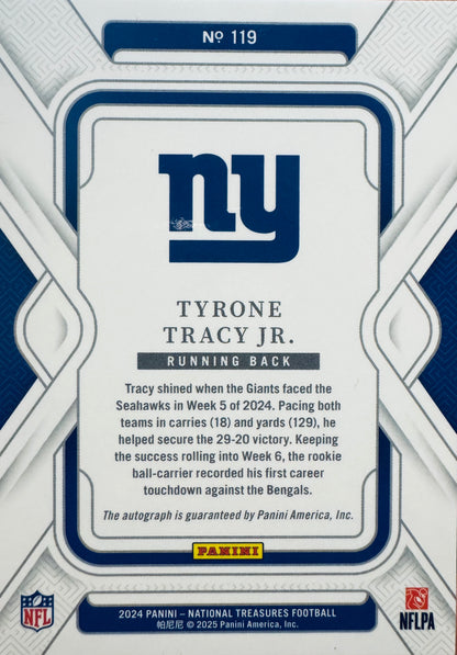2024 Panini National Treasures Autograph /35 Tyrone Tracy Jr. RC #119 New York Giants