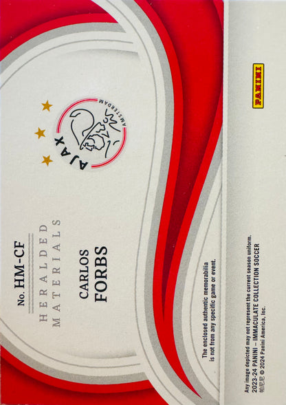 2023 Panini Immaculate Patch Bronze /99 Carlos Forbs RC #HM-CF Ajax