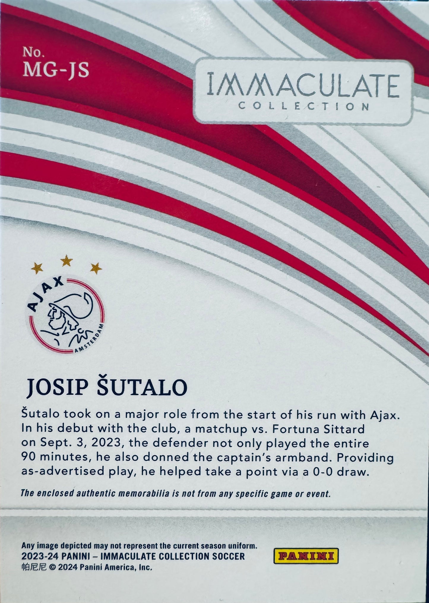 2023 Panini Immaculate Patch Blue /25 Josip Sutalo RC #MG-JS Ajax