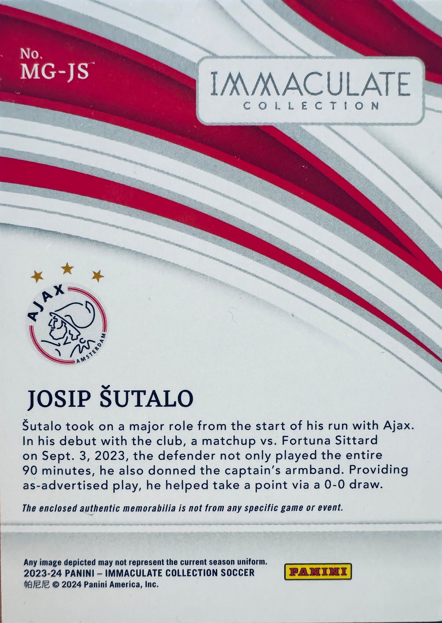 2023 Panini Immaculate Patch Silver /49 Josip Sutalo RC #MG-JS Ajax