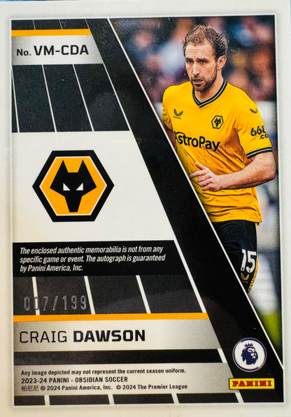 2023 Panini Obsidian Volcanic Patch Autograph Craig Dawson #VM-CDA Wolverhampton Wanderers