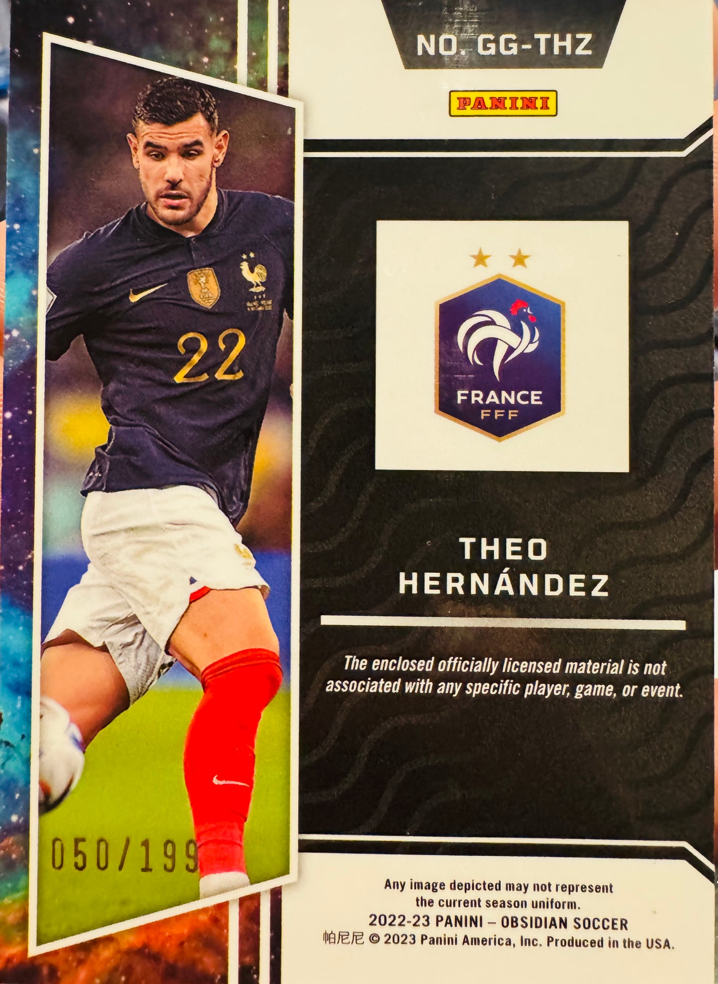 2022 Panini Obsidian Patch Theo Hernandez /199 #GG-THZ France