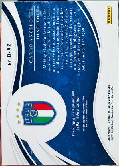 2020 Panini Immaculate dual auto /35 Carlo Ancelotti Dino Zoff #D-AZ Italy