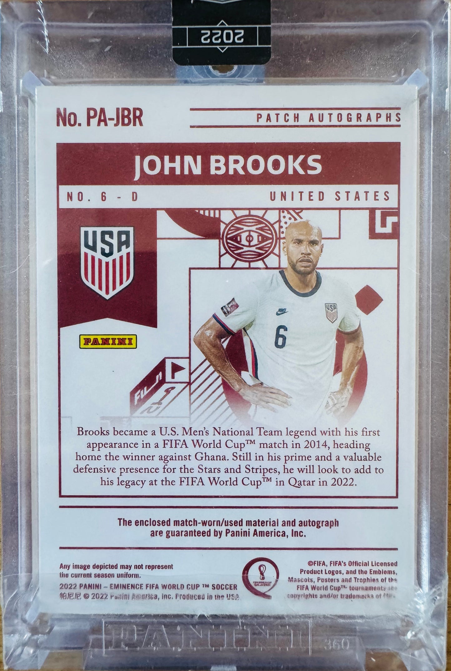 2022 Panini Eminence World Cup Patch Auto John Brooks /10 #PA-JBR USA
