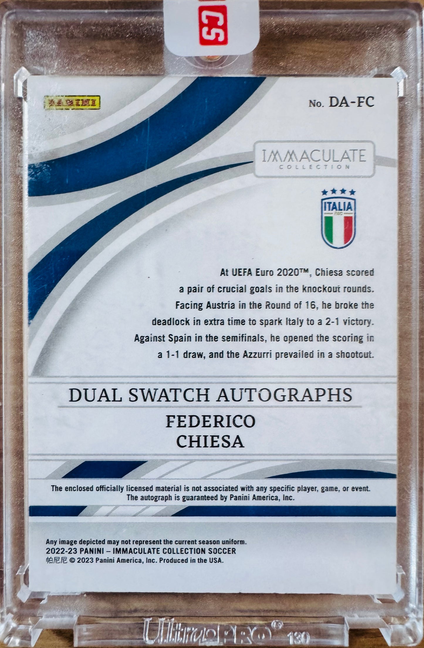 2022 Panini Immaculate Dual Swatch Patch Auto 01 /10 #DA-FC Italy