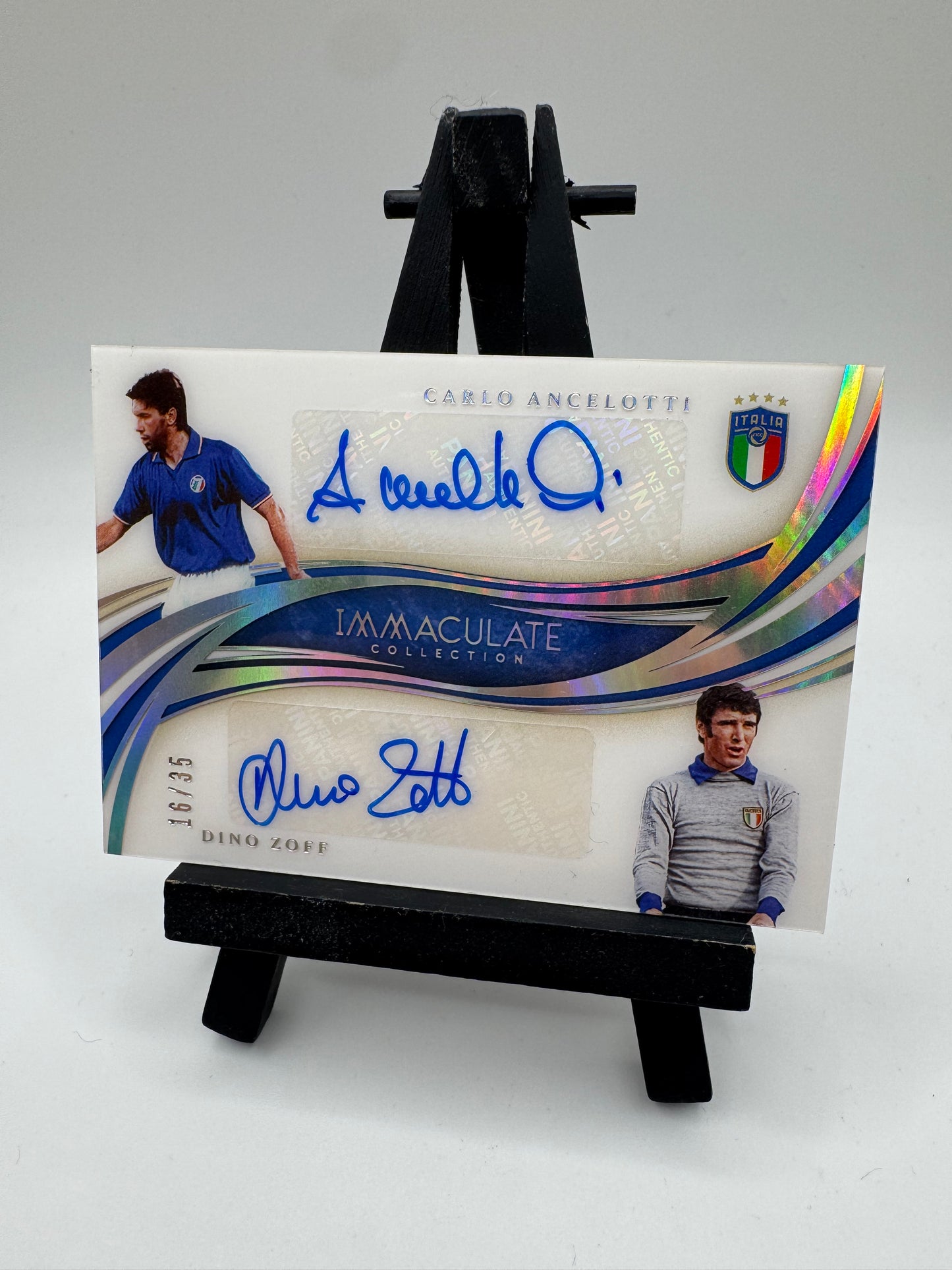2020 Panini Immaculate dual auto /35 Carlo Ancelotti Dino Zoff #D-AZ Italy
