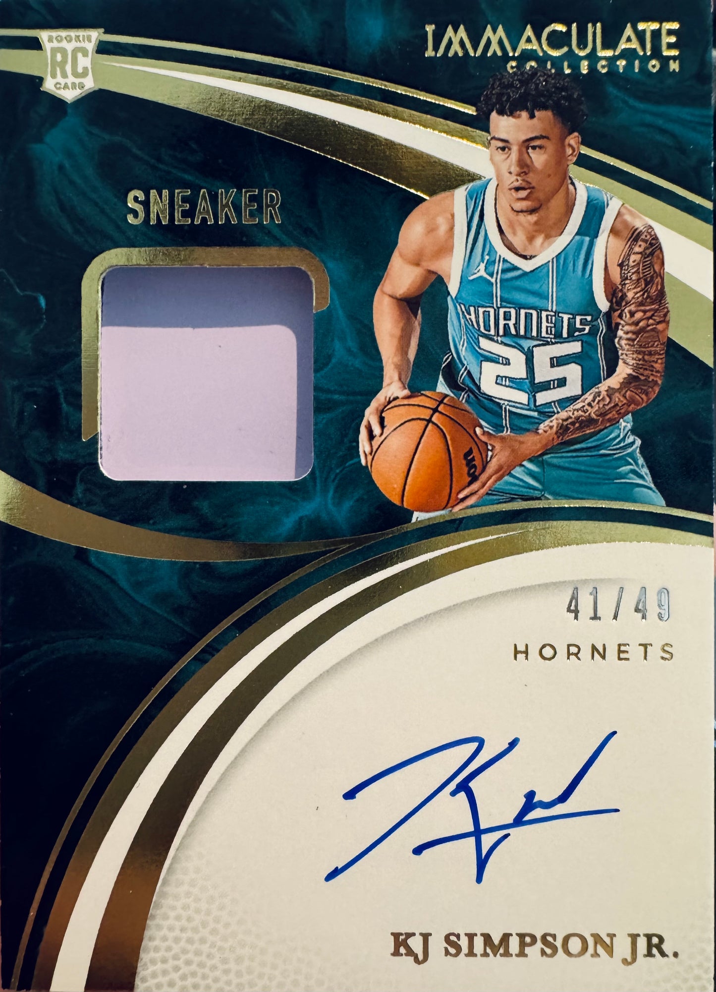 2024 Panini Immaculate Sneaker RPA /49 KJ Simpson RC #SSS-KJS Charlotte Hornets