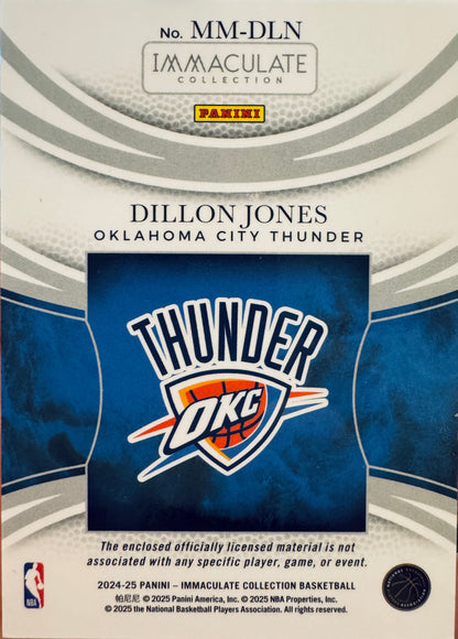 2024 Panini Immaculate Massive Memorabilia /25 Dillon Jones RC #MM-DLN Oklahoma City Thunder
