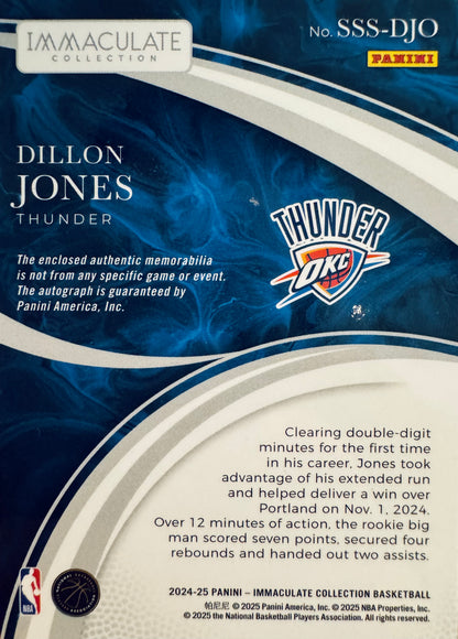 2024 Panini Immaculate Sneaker RPA /49 Dillon Jones #SSS-DJO Oklahoma City Thunder