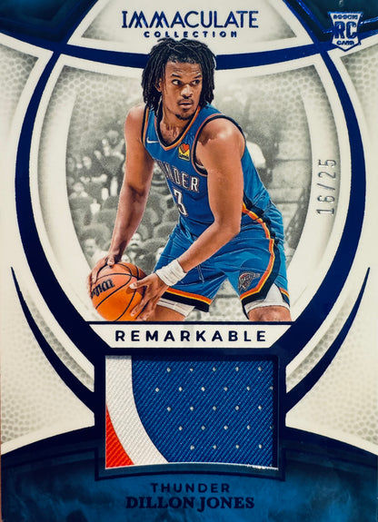 2024 Panini Immaculate Remarkable Patch Blue /25 Dillon Jones RC #RRJ-DLJ Oklahoma City Thunder