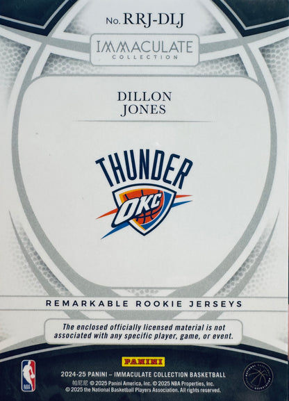 2024 Panini Immaculate Remarkable Patch Blue /25 Dillon Jones RC #RRJ-DLJ Oklahoma City Thunder