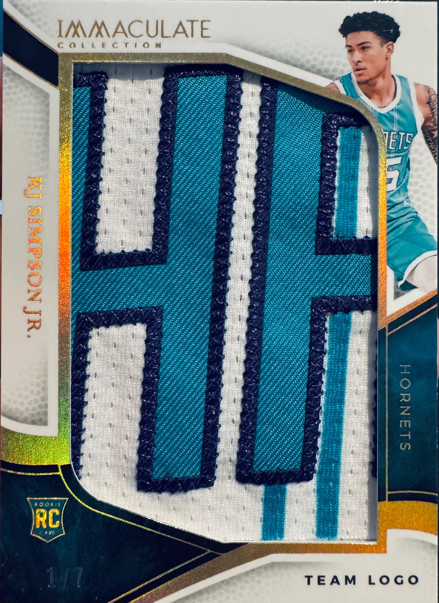 2024 Panini Immaculate Team Logo /7 KJ Simpson RC #JP-KJS Charlotte Hornets