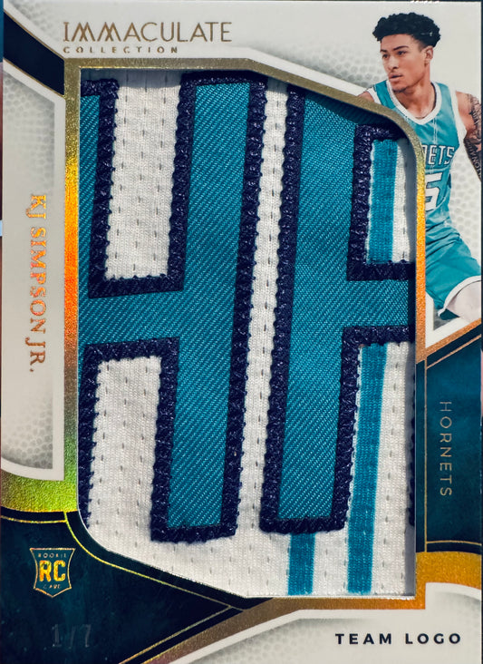 2024 Panini Immaculate Team Logo /7 KJ Simpson RC #JP-KJS Charlotte Hornets