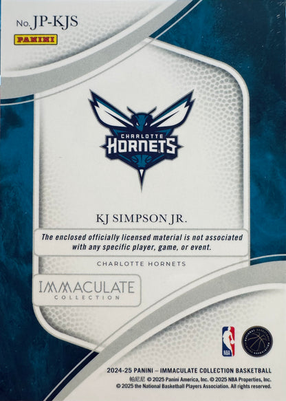 2024 Panini Immaculate Team Logo /7 KJ Simpson RC #JP-KJS Charlotte Hornets