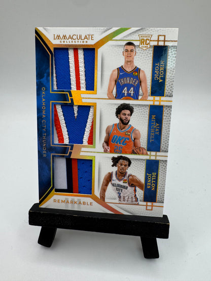 2024 Panini Immaculate Remarkable Triple Relic /10 Topic/Jones/Mitchell #RJT-OKC Oklahoma City Thunder