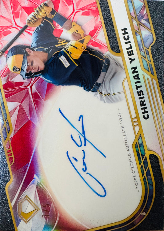 2025 Topps Diamond Icons Autograph Red Refractor /5 Christian Yelich #ACC-CY Milwaukee Brewers