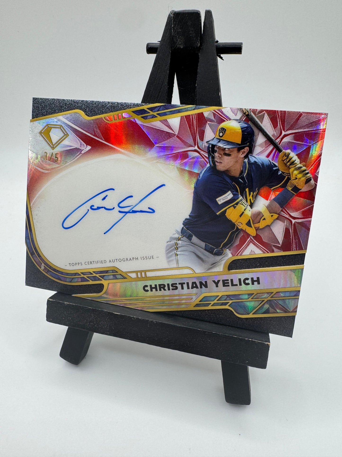 2025 Topps Diamond Icons Autograph Red Refractor /5 Christian Yelich #ACC-CY Milwaukee Brewers